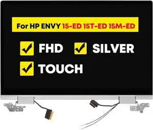 NUOLAISUN 15.6" LCD Screen Replacement Full Top Complete Assembly for HP ENVY X360 15T-ED 15M-ed L93180-001 37G19UAR FHD 1920 * 1080 Touch Silver