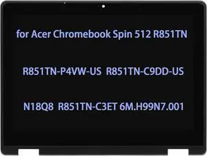 NUOLAISUN 12" Screen Replacement for Acer Chromebook Spin 512 R851TN R851 Series N18Q8 R851TN-P4VW-US R851TN-C9DD-US R851TN-C3ET 6M.H99N7.001 LCD Touch Screen Display Digitizer Assembly(40 Pins)