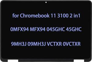 Screen Replacement for Dell Chromebook 11 3100 2 in 1 LCD LED 9MH3J 09MH3J FHMWH 0FHMWH 45GHC VCTXR 045GHC 0VCTXR LCD Touch Screen Digitizer Bezel Assembly 11.6" HD 40Pin