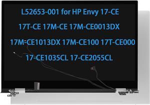 L52653-001 Screen Replacement for HP Envy 17-CE 17T-CE 17M-CE 17M-CE0013DX 17M-CE1013DX 17M-CE100 17T-CE000 17-CE1035CL 17-CE2055CL LCD Touch Screen Display + Digitizer + Back Cover+ Hinge Silver