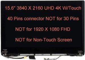 15.6" LCD Replacement for Dell xps 15 9550 9560 Precision 5510 5520 WW8NY YR0T9 0YR0T9 HHTKR H9P3C X4G28 Screen Display Touch Digitizer Cover Complete Top Assembly UHD 3840 x 2160 (Silver)