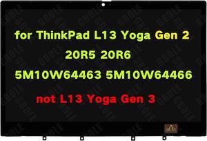 Replacement for Lenovo ThinkPad L13 Yoga Gen 1 Gen 2 20R5 20R6 5M11E18562 5M10W64463 5M10W64465 5M11E18563 5M10W64466 5M11G99890 5M11C71808 LCD Touch Screen Bezel Display Digitizer Assembly