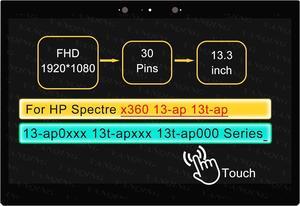 NUOLAISUN 13.3" LCD Touch Screen Replacement Digitizer Assembly for HP Spectre x360 13-ap0038nr 13-ap0013dx 30 pin (FHD 1920x1080 Touch)