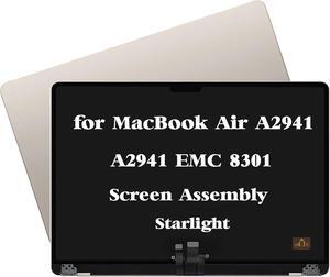 NUOLAISUN A2941 M2 Screen Replacement for MacBook Air A2941 M2 EMC 8301 Retina 2023 MQKT3 MQKU3 MQKV3 MQKW3 MQKX3 MQKP3 MQKQ3 MQKR3 Full LCD Screen Display Assembly Starlight