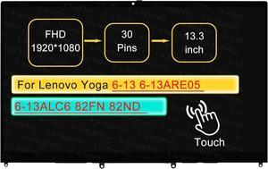 NUOLAISUN 13.3" LCD Touch Screen Replacement Digitizer Assembly for Lenovo Yoga 6 13ARE05 82FN 82FN000QUS 30 pin (FHD 1920X1080 On-Cell Touch)