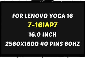 5D10S39809 Replacement for Lenovo Yoga 7i 16 Gen 7 7-16IAP7 7-16IAH7 Type 82UF 82QG FRU:5D10S39808 NE160QDM-N63 V8.2 2560x1600 2.5K 16.0 inch LCD Screen LED + Bezel Display Digitizer Assembly