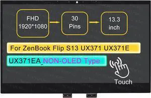 13.3" LCD Touch Screen Replacement Digitizer Assembly for ASUS ZenBook Flip S13 UX371 UX371E UX371EA (Non-OLED Type) 30 pin (FHD 1920 * 1080 On-Cell Touch)