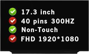 17.3" Screen Replacement Compatible with MSI Raider GE76 11U FHD 1920x1080 40 pins 300 HZ LCD Non-Touch Display Panel (Not for 60HZ)