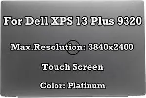 13.4" UHD 4K 3840×2400 Replacement for Dell XPS 13 Plus 9320 LCD Touch Screen Display Complete Assembly Panel Platinum (Platinum UHD Touch)