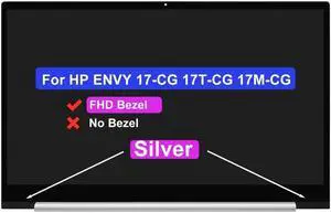 NUOLAISUN 17.3" LCD Touch Screen Digitizer Assembly for HP Envy 17-CG 17T-CG 17M-CG 17T-CG100 L87971-001 L92494-001 17-cg1xxx FHD 1920 * 1080 Silver Bezel