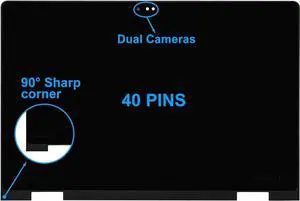 15.6" Screen Replacement for Dell Inspiron 15 5578 LCD Touch Screen 40 pins FHD 1920x1080 Digitizer Assembly (Dual Cameras)