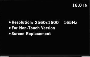 16.0" Screen Replacement for Asus ROG Zephyrus M16 (2022) GU603Z GU603ZM GU603ZW GU603ZX GU603H GU603HM 2560x1600 165Hz 40Pin Non-Touch LED LCD Display Screen Panel