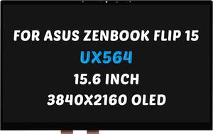 Replacement for Asus Zenbook Flip 15 OLED UX564 LCD Screen UX564E UX564P UX564EH UX564EI UX564PH UX564PI UX564I 13NB0SC1AM0131 OLED 3840X2160 15.6 inch LED Display Assembly (for Touch Screen Only)