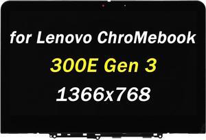 5D11C95886 Original New Screen Replacement for Lenovo 300e 500e ChroMebook Gen 3 82JB 82JC 82JB0000US 82JB0001US 82JB0002US 5D11C95891 5D11M35206 HD 1366X768 11.6" LED LCD Display Digitizer