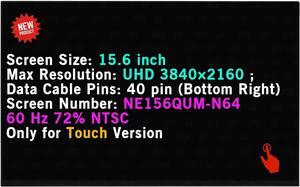 NUOLAISUN LCD Replacement for Asus ZenBook 15 UX534 UX534F UX534FT UX534FTC UX534FD Touch Screen 15.6" 60 Hz 40 Pins 72% NTSC UHD 3840×2160 IPS Display Panel (Without Bracket)