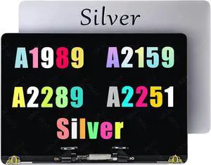 NUOLAISUN Screen Replacement Compatible with MacBook Pro A1989 A2159 A2289 Retina LCD Screen Display Assembly EMC 3358 3214 3301 3348 (Silver)