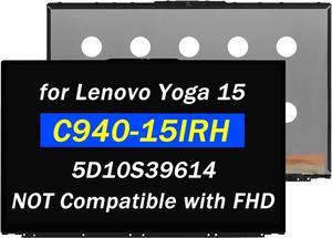Replacement 15.6" for Lenovo Yoga C940-15IRH 81TE0002US 81TE0003US 81TE000DUS 81TE001YUS 5D10S39614 UHD 4K 3840X2160 LCD Screen Display Touch Digitizer Bezel Assembly (NOT Compatible with FHD)