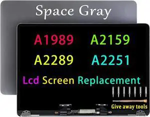NUOLAISUN Screen Replacement Compatible with MacBook Pro A1989 A2159 A2289 Retina LCD Screen Display Assembly EMC 3358 3214 3301 3348 (Space Grey)