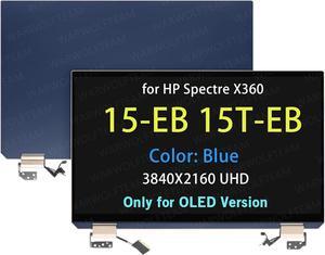 NUOLAISUN 15.6in LCD UHD Touch Screen Digitizer Replacement Whole Hinge-up Assembly for HP Spectre X360 15-EB 15-EB0073TX 15-EB0081NR 15-EB0083NR 15-EB1043DX L97633-001 (OLED Cable Version, Blue)
