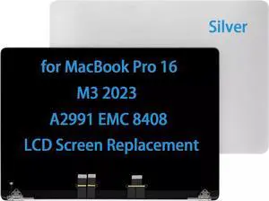 NUOLAISUN 16" Screen Replacement for MacBook Pro M3 2023 A2991 EMC 8408 LCD Display Assembly (Silver)