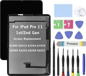 11" Screen Replacement for iPad Pro 11 1st/2nd Gen 2018 2020 (A1980 A2013 A1934 A1979 A2068 A2230 A2228 A2231) Display LCD Assembly and Glass Touch Digitizer Premium Repair Kit with Tools