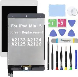 NUOLAISUN 7.9" New Screen Replacement for iPad Mini 5 A2133 A2124 A2125 A2126 LCD Display Glass Touch Digitizer Premium Kit with Tools - White