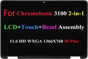 NUOLAISUN Replacement 11.6 Touch Screen LCD Display Assembly Compatible with Dell Chromebook 3100 2-in-1 LCD Panel with Bezel DP/N FHMWH 0FHMWH FHMWH 45GHC 9MH3J 45GHC 40Pin HD 1366x768