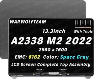 NUOLAISUN 13.3inch LED LCD 2560x1600 Screen Digitizer Whole Hinge-up Assembly Compatible with MacBook Pro A2338 M2 2022 MNEQ3LL/A MNEP3LL/A MNEJ3LL/A MNEH3LL/A EMC 8162 (Space Gray)