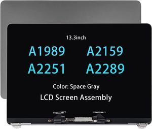 NUOLAISUN 13.3in Screen Replacement for MacBook Pro A2159 A2289 A1989 A2251 EMC 3214 EMC 3358 EMC 3348 EMC 3456 EMC 3301 True Tone 2018 2019 2020 Retina LCD Display Assembly Kit 661-10037 (Gray)