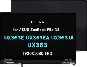 NUOLAISUN 13.3in 1920X1080 FHD LCD Touch Screen Digitizer Display Cover Cable Hinges Full Top Assembly Replacement for ASUS ZenBook Flip 13 UX363 UX363E UX363EA UX363JA(Blcck)