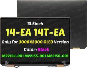 NUOLAISUN 13.5in 3000X2000 OLED LCD Touch Screen Digitizer Display Cover Cable Hinges Full Top Assembly Compatible with HP Spectre x360 14-EA 14T-EA M22154-001 M22155-001 M22156-001(Black)