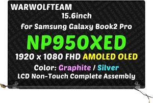 NUOLAISUN 15.6inch Compatible with Samsung Galaxy Book2 Pro NP950XED-KA1SE NP950XED-KA1US BA96-08370A 1920 x 1080 FHD LCD OLED Screen Digitizer Replacement Whole Hinge-up Assembly (Graphite)