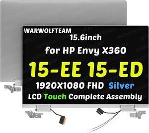 15.6inch LED LCD 1920X1080 FHD Screen Digitizer Replacement Whole Hinge-up Assembly Compatible with HP Envy X360 15-ED 15-EE L93180-001 L93182-001 L93184-001 L82481-440 L82481-AA1(Silver)