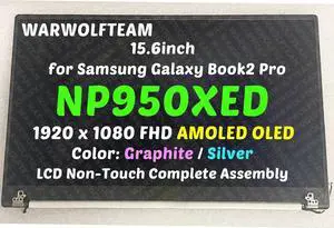NUOLAISUN ATNA56YX02-0 Compatible with Samsung Galaxy Book2 Pro NP950XED BA96-08370A BA98-03155A LCD OLED Screen Digitizer Replacement Whole Hinge-up Assembly 15.6in 1920 x 1080 FHD (Silver)