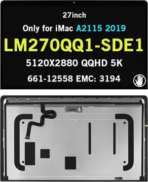NUOLAISUN Replacement 27" 5K Compatible with iMac A2115 Early 2019 LCD Screen Display LM270QQ1(SD)(E1) 661-12558 EMC 3194 MRQY2LL/A MRR01LL/A MRR02LL/A LM270QQ1(SD)(E1)