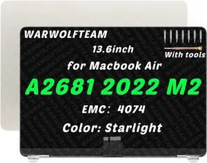 NUOLAISUN 13.6in Compatible with MacBook Air Mac14,2 A2681 2022 M2 MLXY3LL/A MLY13LL/A 2560 x 1664 EMC 4074 LCD LED Screen Digitizer Replacement Complete Assembly (Starlight)