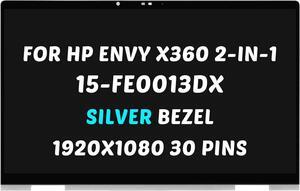 N47924-001 N49274-001 Replacement for HP Envy x360 15-fe 2-in-1 15-fe0xxx 15-fe0023dx 15-fe0013dx 15-fe0053dx 15-fe0097nr 1920x1080 15.6" LCD Screen LED Display Panel (for Non-OLED Silver Bezel Only