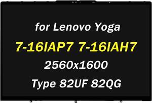 NUOLAISUN Replacement for Lenovo Yoga 7-16IAP7 7-16IAH7 Type 82UF 82QG 5D10S39809 5D10S39808 16.0" 2560x1600 2.5K LCD LED Touch Screen Display Assembly with Bezel