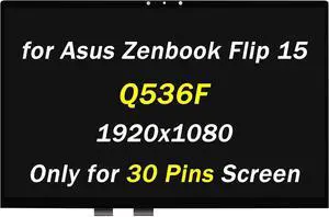NUOLAISUN Replacement for Asus Zenbook Flip 15 Q536F Q536FD Q536 Q536FD-BI7T15 LCD Display 15.6" FHD 1920X1080 30 Pins LCD LED Touch Screen Digitizer Assembly with Bezel
