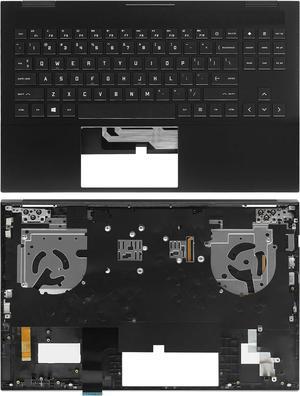 NUOLAISUN M00667-001 Replacement Upper Case Palmrest for HP OMEN 15-EK 15-EN 15Z-EN100 15-EN0013dx 15-EK0013dx 15-EK1013dx RGB Backlit Keyboard Touchpad Assembly Black