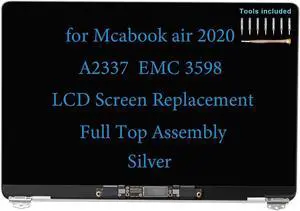 NUOLAISUN 13" Screen Replacement for MacBook Air M1 2020 A2337 EMC 3598 MGN93 MGND3 MGN73 MGNA3 MGNE3 Display Full LCD Screen Complete Full Top Assembly Kit (Silver)