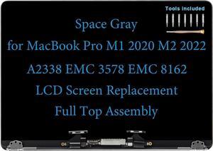 NUOLAISUN 13" Screen Replacement for MacBook Pro M1 2020 M2 2022 A2338 EMC 3578 EMC 8162 Display Full LCD Screen Complete Full Top Assembly Kit (Space Gray)
