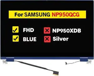 NUOLAISUN 15.6" LCD Screen Replacement Full Top Complete Assembly for Samsung Galaxy Book Flex NP950QCG-K01HK FHD 1920 * 1080 Touch Blue
