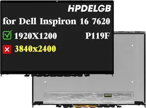 NUOLAISUN Replacement for Dell Inspiron 16 7620 2-in-1 P119F P119F001 Non-OLED 1920x1200 IPS LCD Touch Screen Display Digitizer