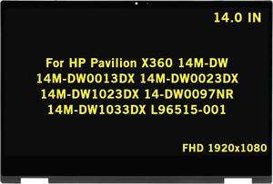 NUOLAISUN 14" Replacement for HP Pavilion X360 14M-DW 14M-DW0013DX 14M-DW0023DX 14M-DW1023DX 14-DW0097NR 14M-DW1033DX L96515-001 FHD LCD Display Touch Screen Assembly Digitizer Board with Bezel