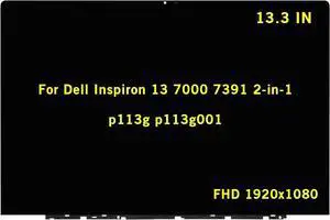 NUOLAISUN 13.3" Replacement for Dell Inspiron 13 7000 7391 2-in-1 p113g p113g001 LCD Display FHD 1920x1080 IPS Touch Screen Assembly Digitizer Bezel with Touch Control