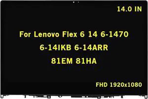 NUOLAISUN 14" Replacement N140HCA-EAC for Lenovo Flex 6 14 6-1470 6-14IKB 6-14ARR 81EM 81HA FullHD 1920x1080 IPS LCD Display Touch Screen Assembly Digitizer Bezel with Touch Controller Board