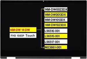 NUOLAISUN 14.0" Digitizer Assembly for HP Pavilion X360 14M-DW 14-DW 14M-DW0023DX 14M-DW0013DX 14M-DW1013DX 14M-DW1023DX L96516-001 L96515-001 L96517-001 M23861-001 1080P LCD Touch Screen Replacement