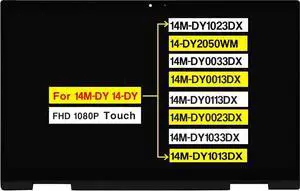 14.0" Digitizer Assembly for HP Pavilion X360 14M-DY 14-DY 14-DY2050WM 14M-DY0033DX 14M-DY0013DX 14M-DY0113DX 14M-DY0023DX 14M-DY1033DX 14M-DY1013DX 14M-DY1023DX LCD Touch Screen Replacement