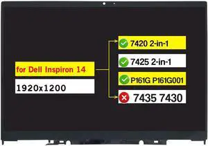 NUOLAISUN 14.0" Digitizer Assembly for Dell Inspiron 14 7420 7425 2-in-1 P161G P161G001 0JJR4F N140JCA-EEL LCD Touch Screen Replacement 1920x1200 30 Pins